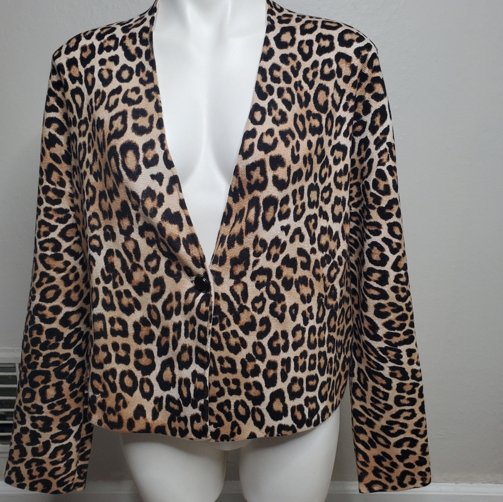 Chico's Cheetah Print Cardigan Sweater Large